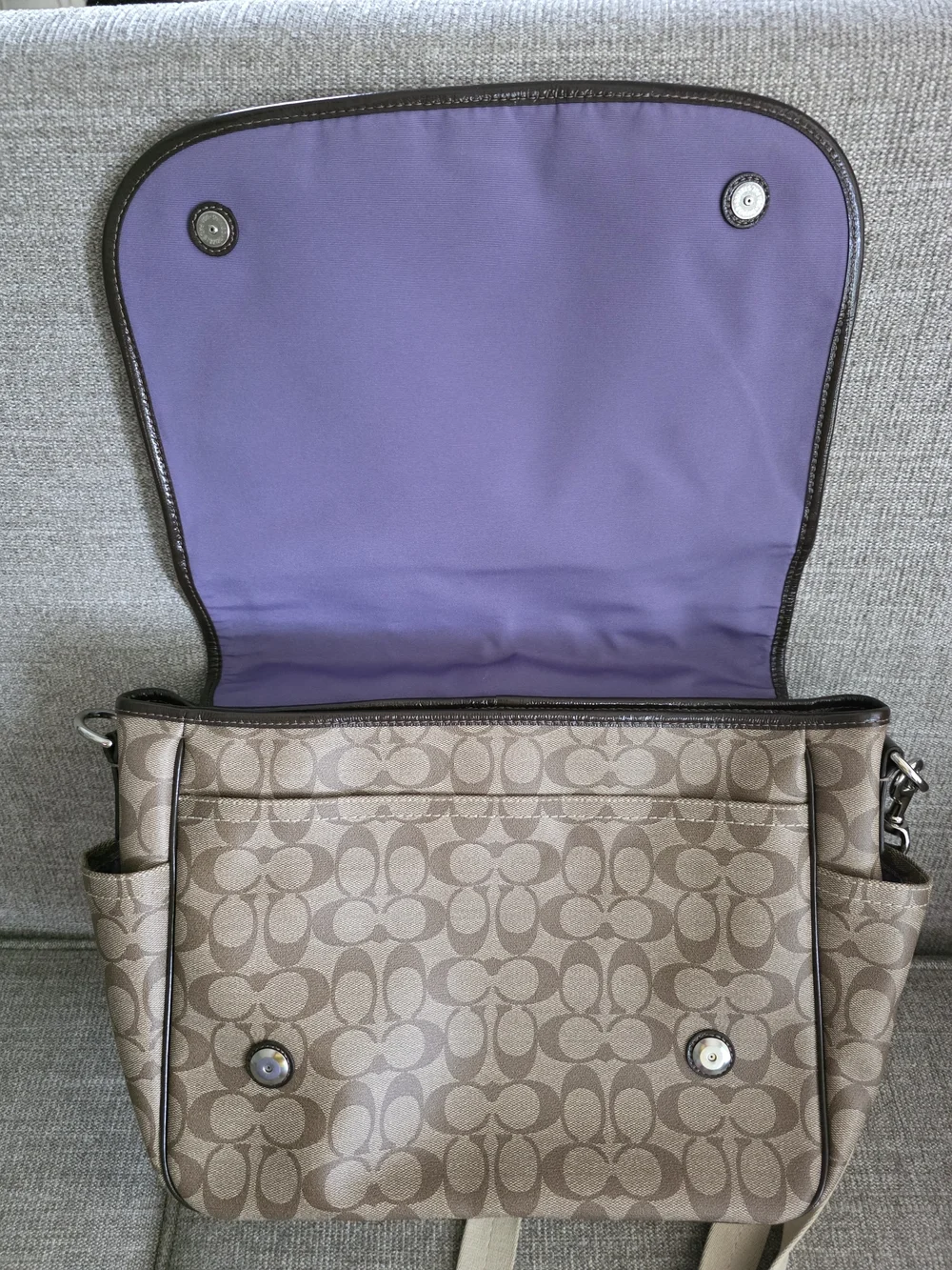 Coach Signature Large Messenger Crossbody Diaper Bag Brown F18378 - Excellent!